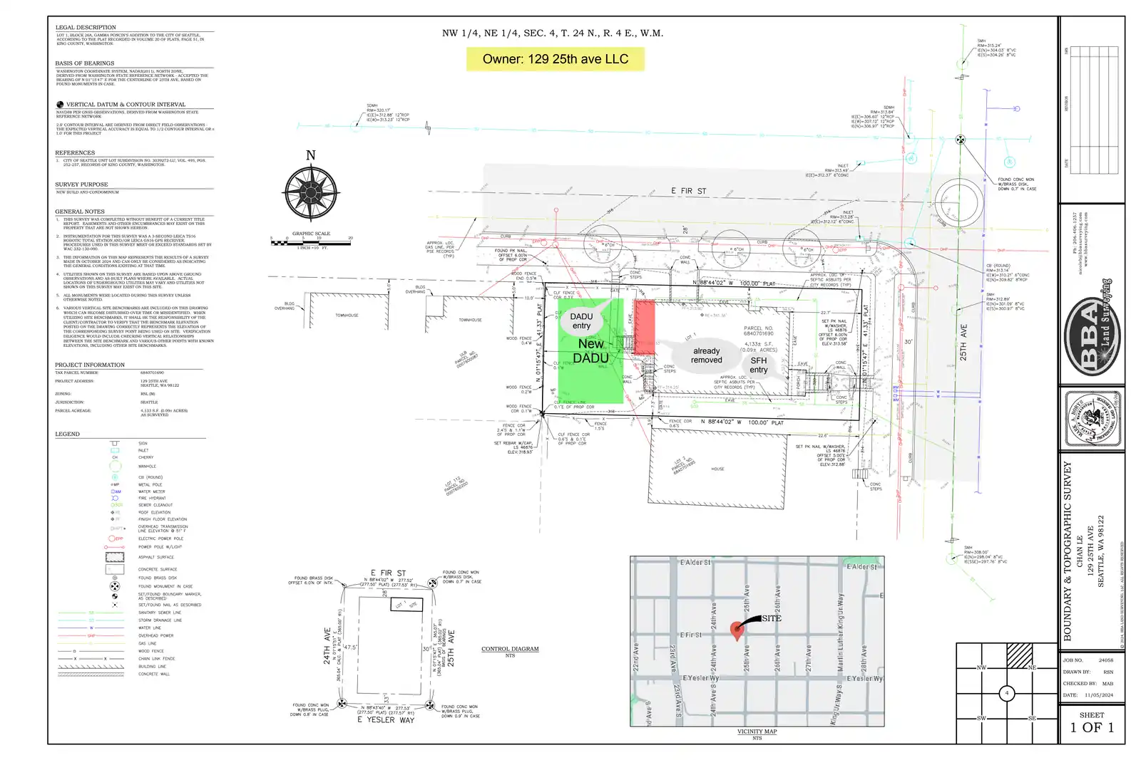 Site plan for 129 25th Ave