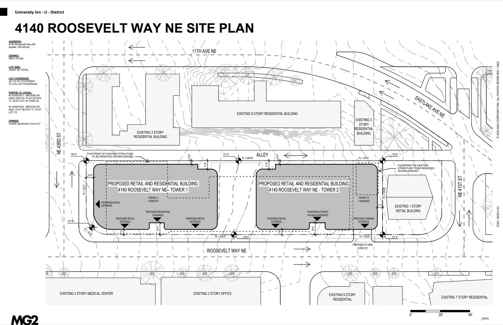 Site plan for 4140 Roosevelt Way NE