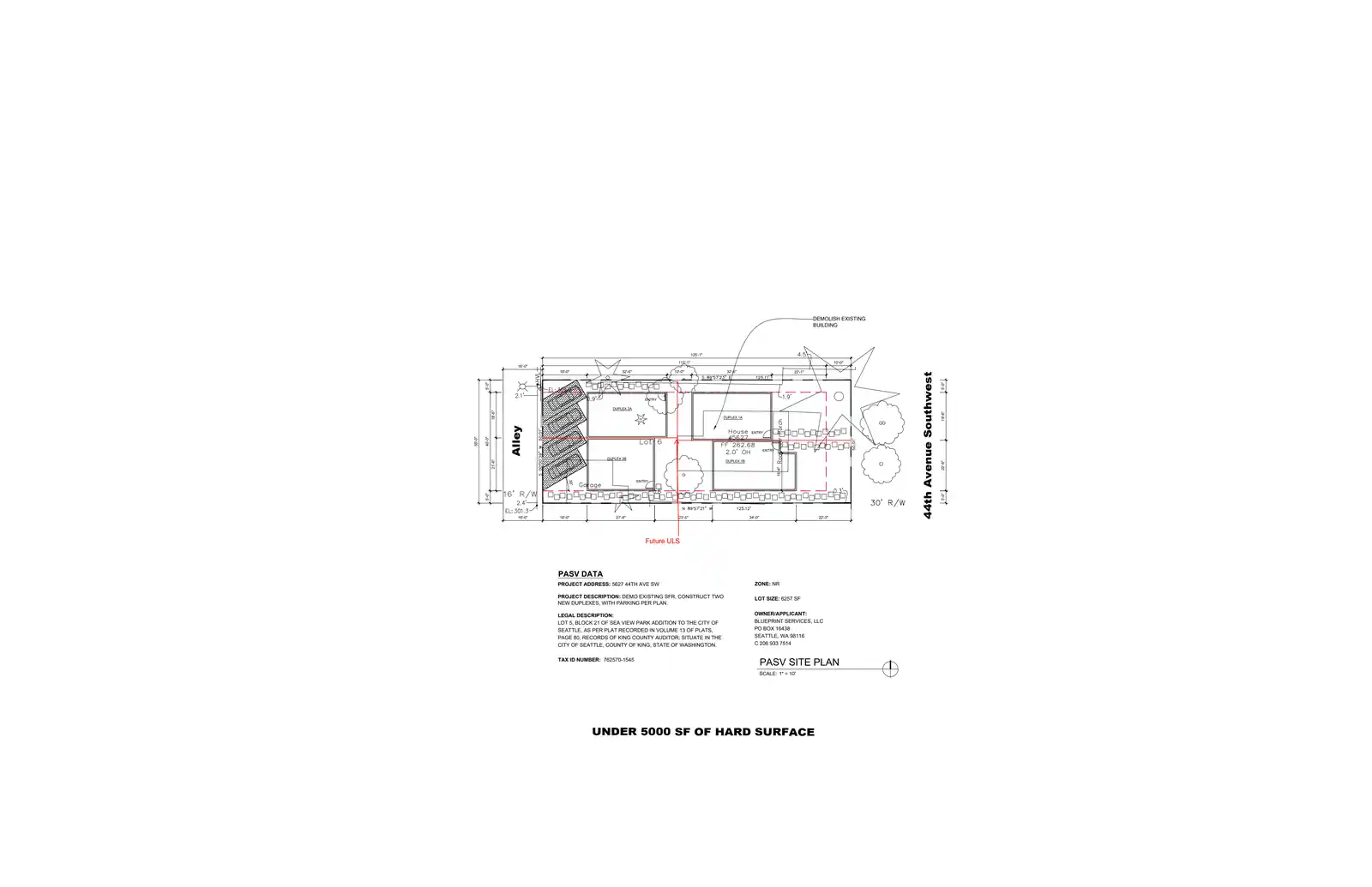 Site plan for 5625 44th Ave SW