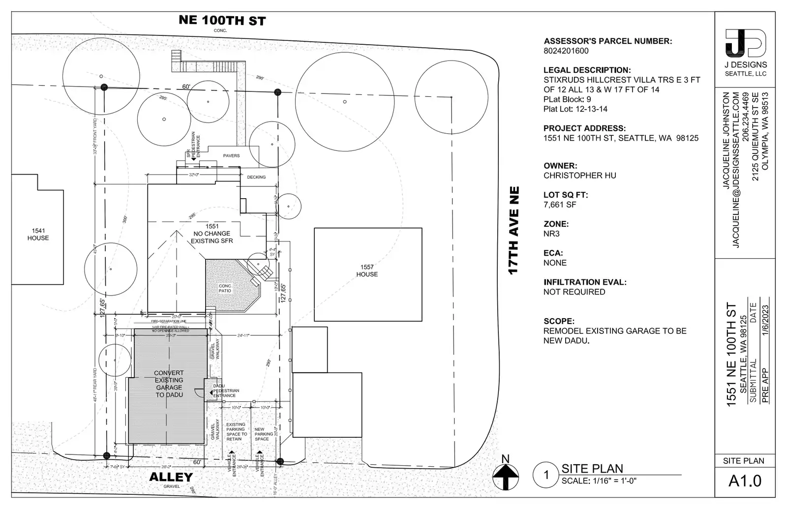 Site plan for 1551 NE 100th St