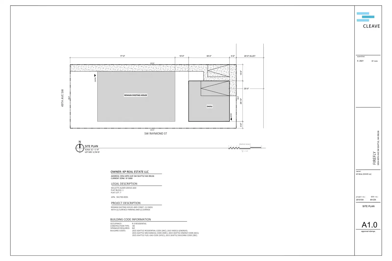 Site plan for 5954 49th Ave SW