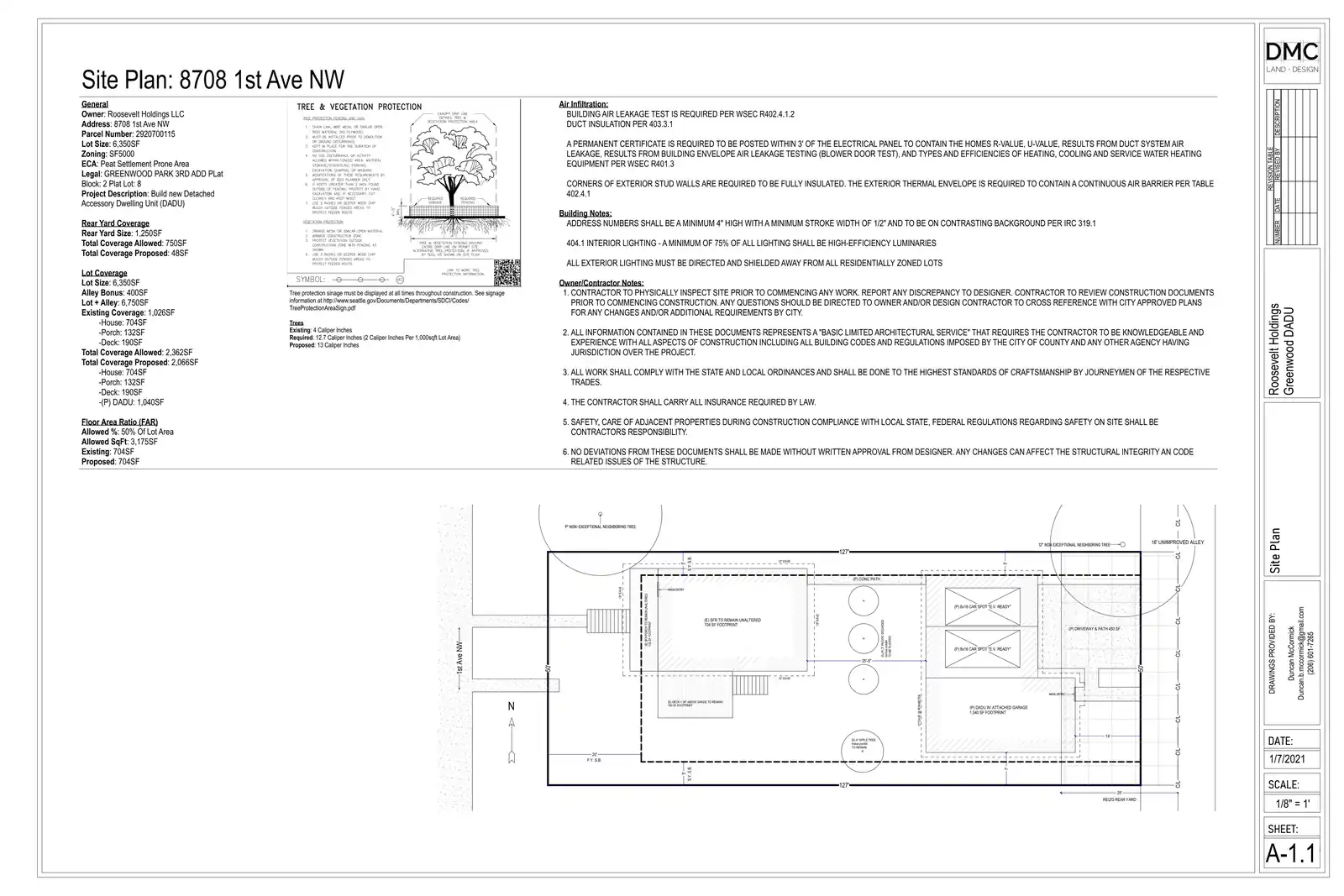 Site plan for 8706 1st Ave NW