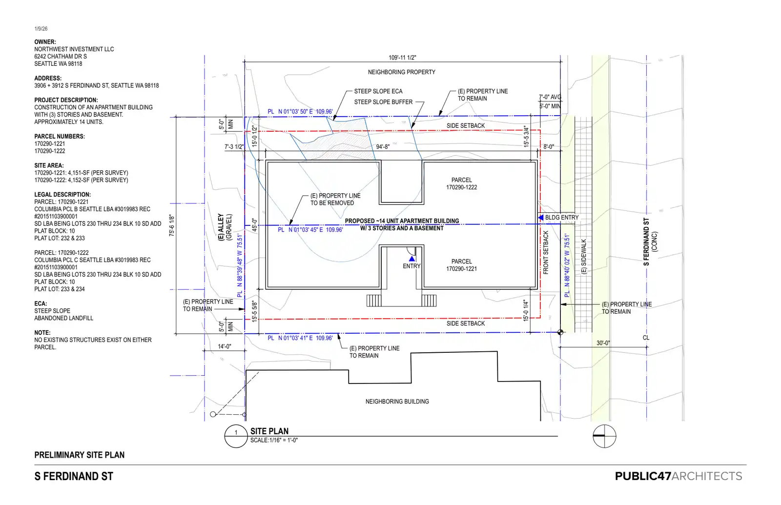 Site plan for 3906 S Ferdinand St