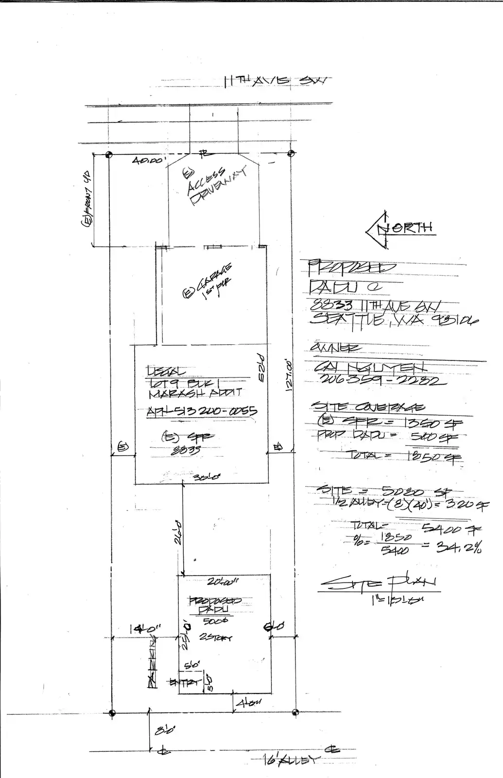 Site plan for 8835 11th Ave SW