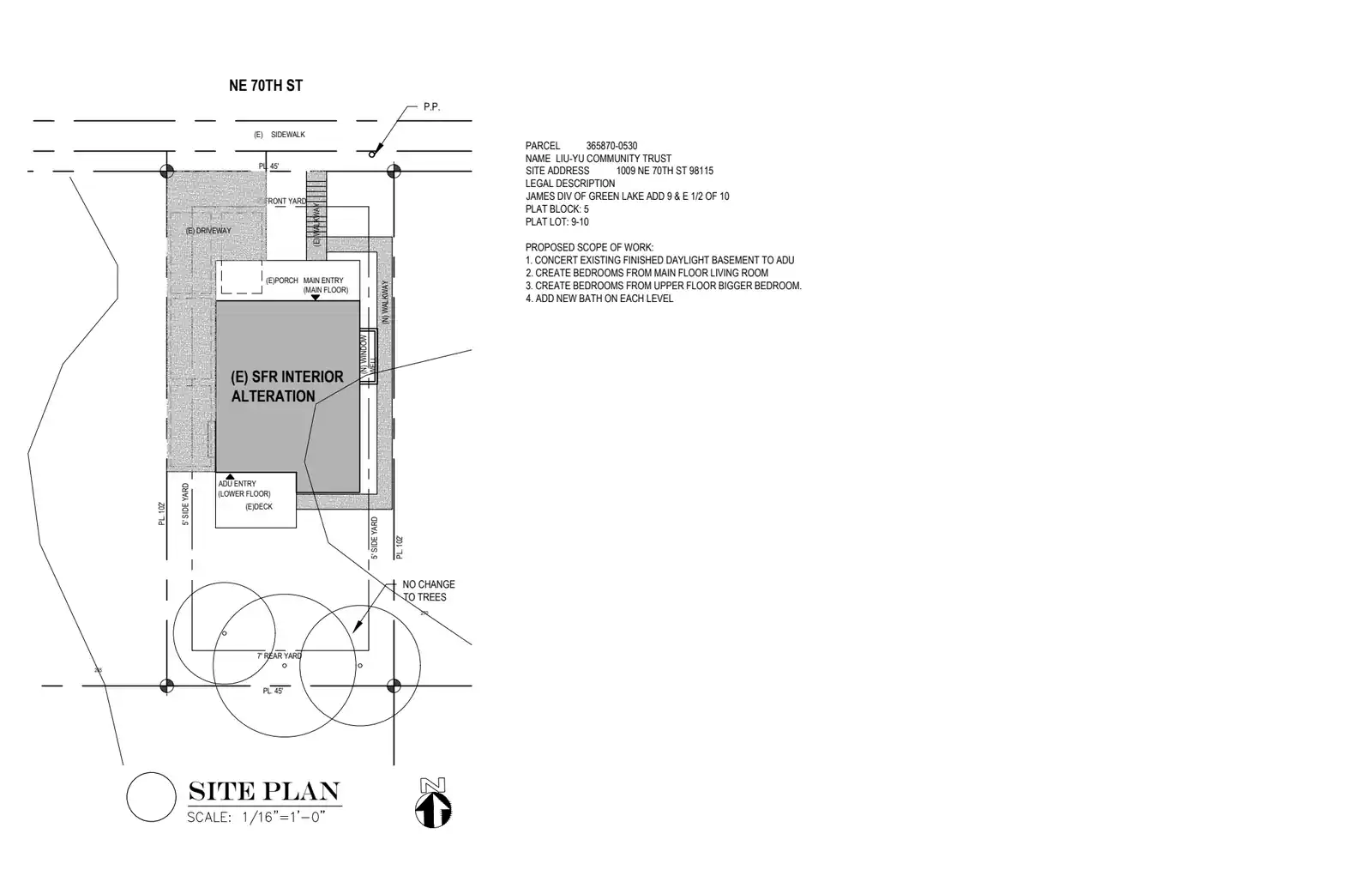 Site plan for 1009 NE 70th St