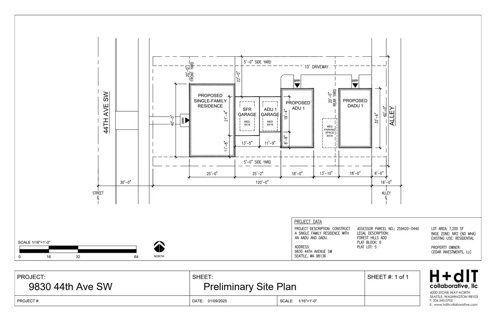 Site plan for 9830 44th Ave SW