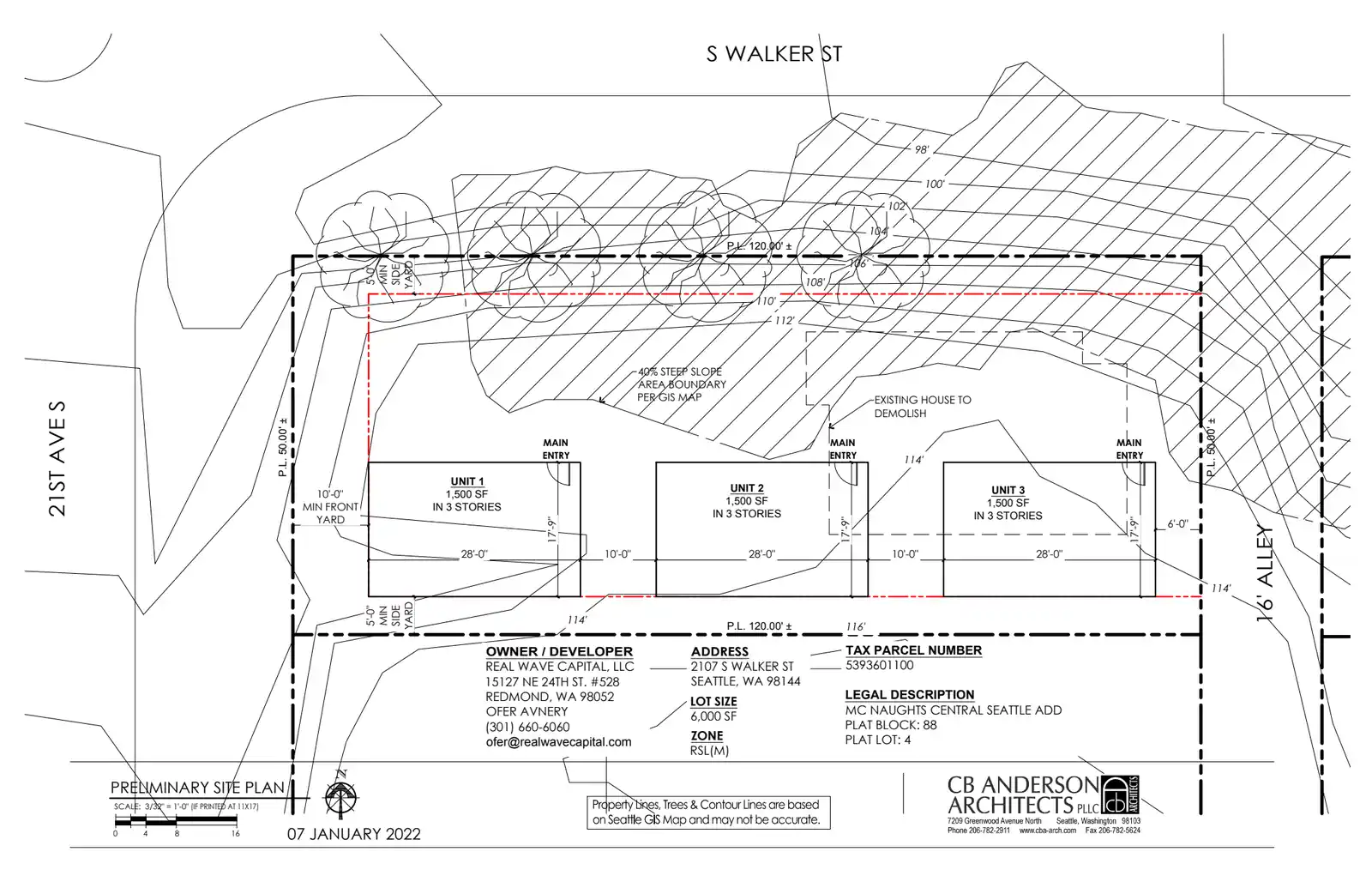 Site plan for 2107 S Walker St