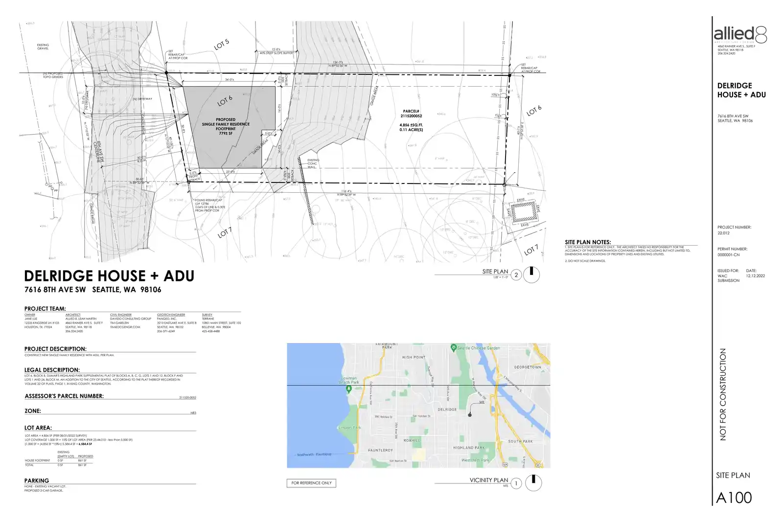 Site plan for 7616 8th Ave SW