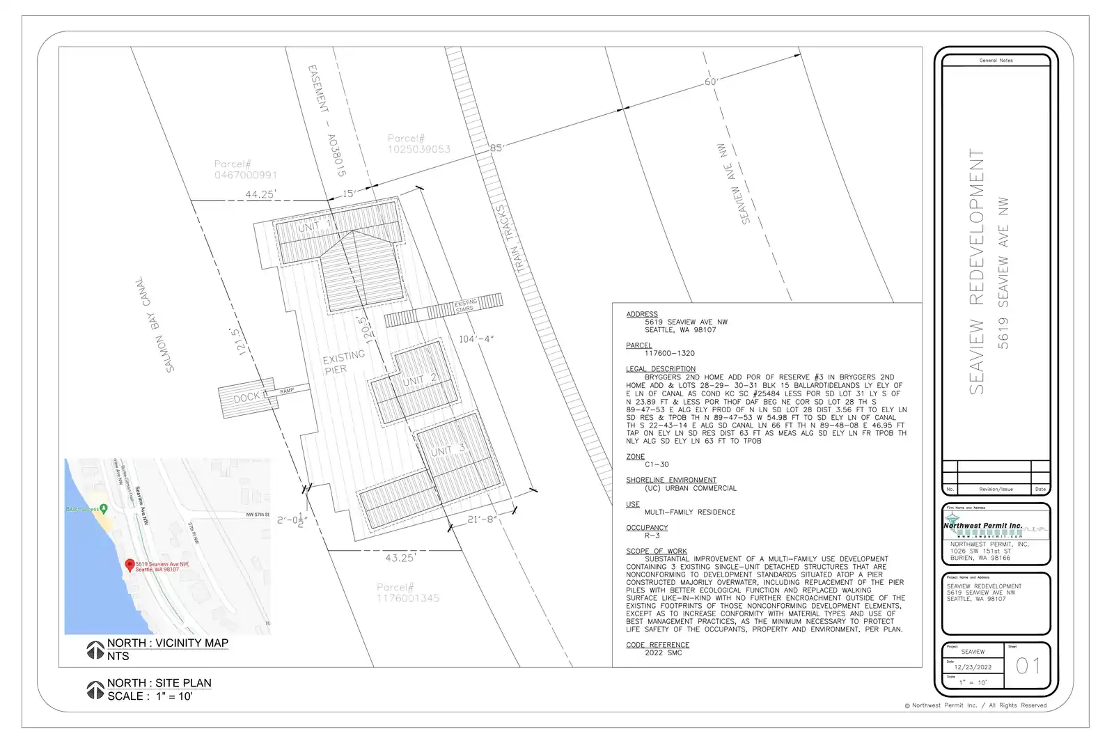 Site plan for 5619 Seaview Ave NW