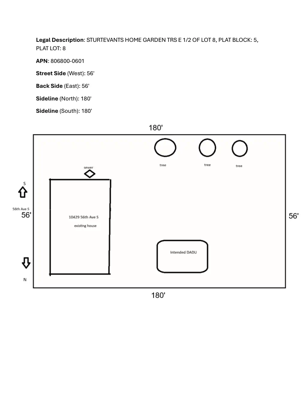 Site plan for 10429 56th Ave S