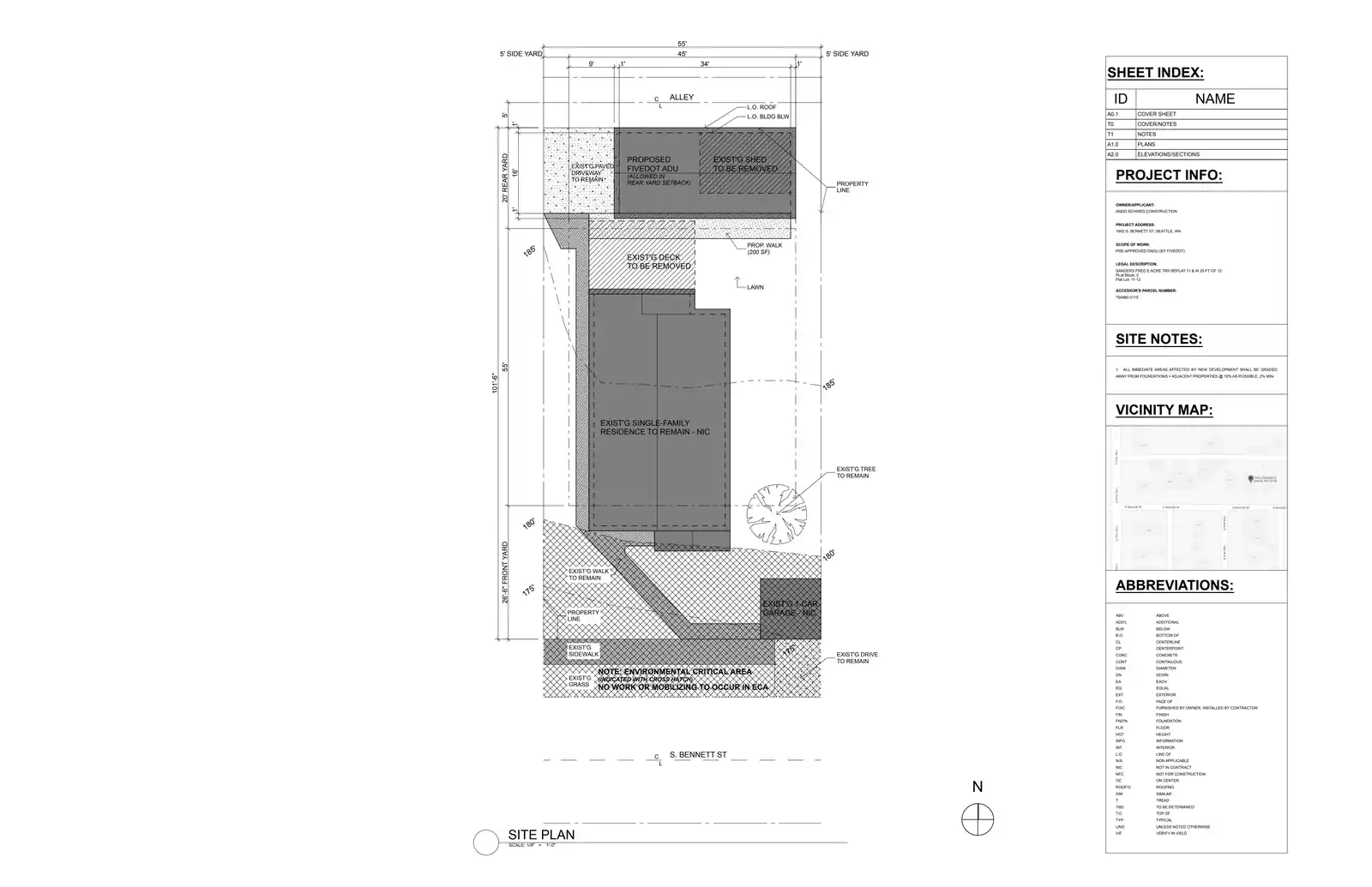 Site plan for 1602 S Bennett St
