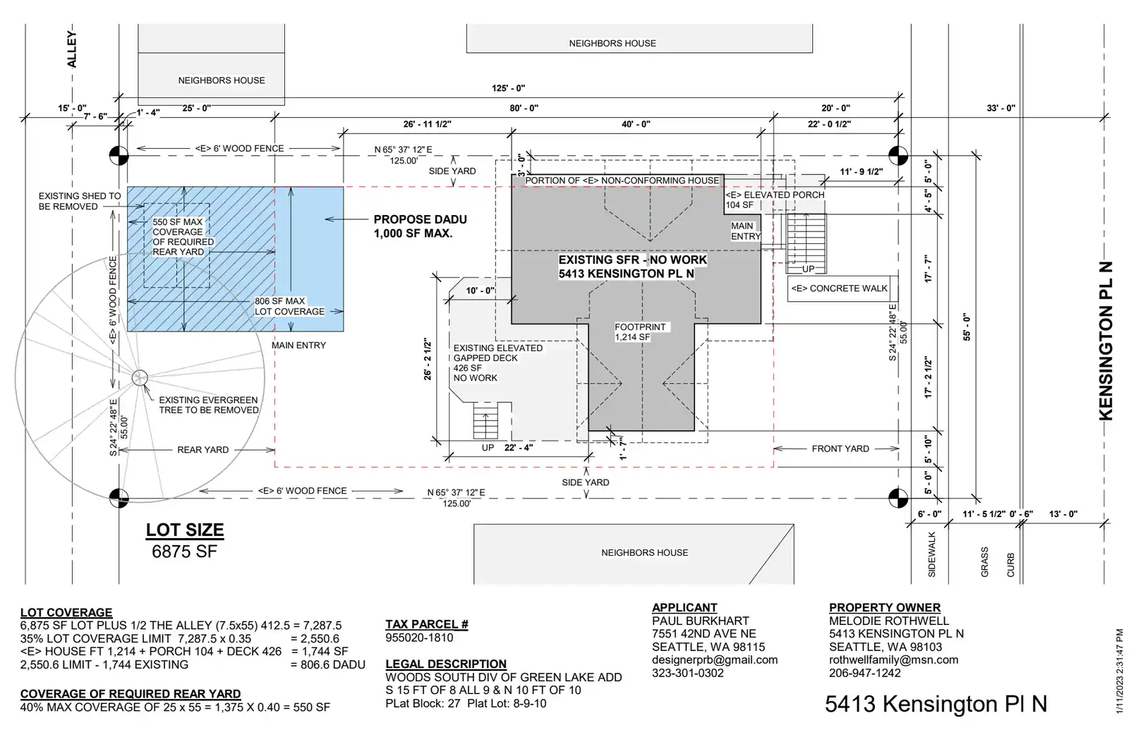 Site plan for 5413 Kensington Pl N