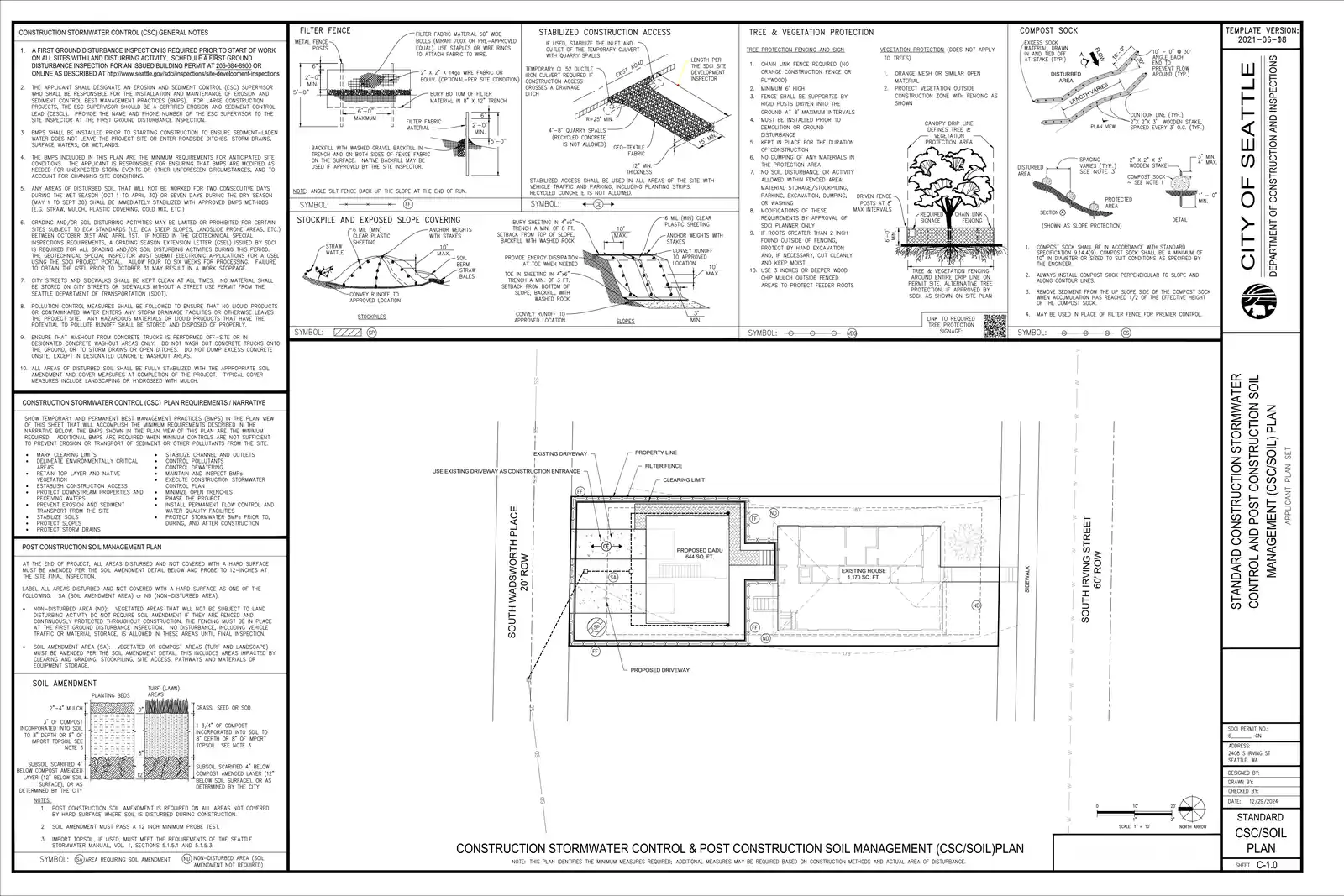 Site plan for 2410 S Irving St