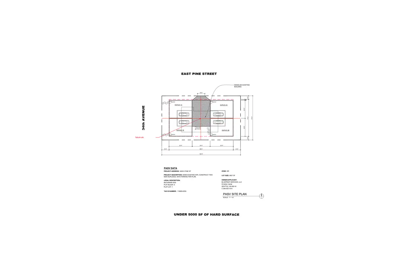 Site plan for 3405 E Pine St