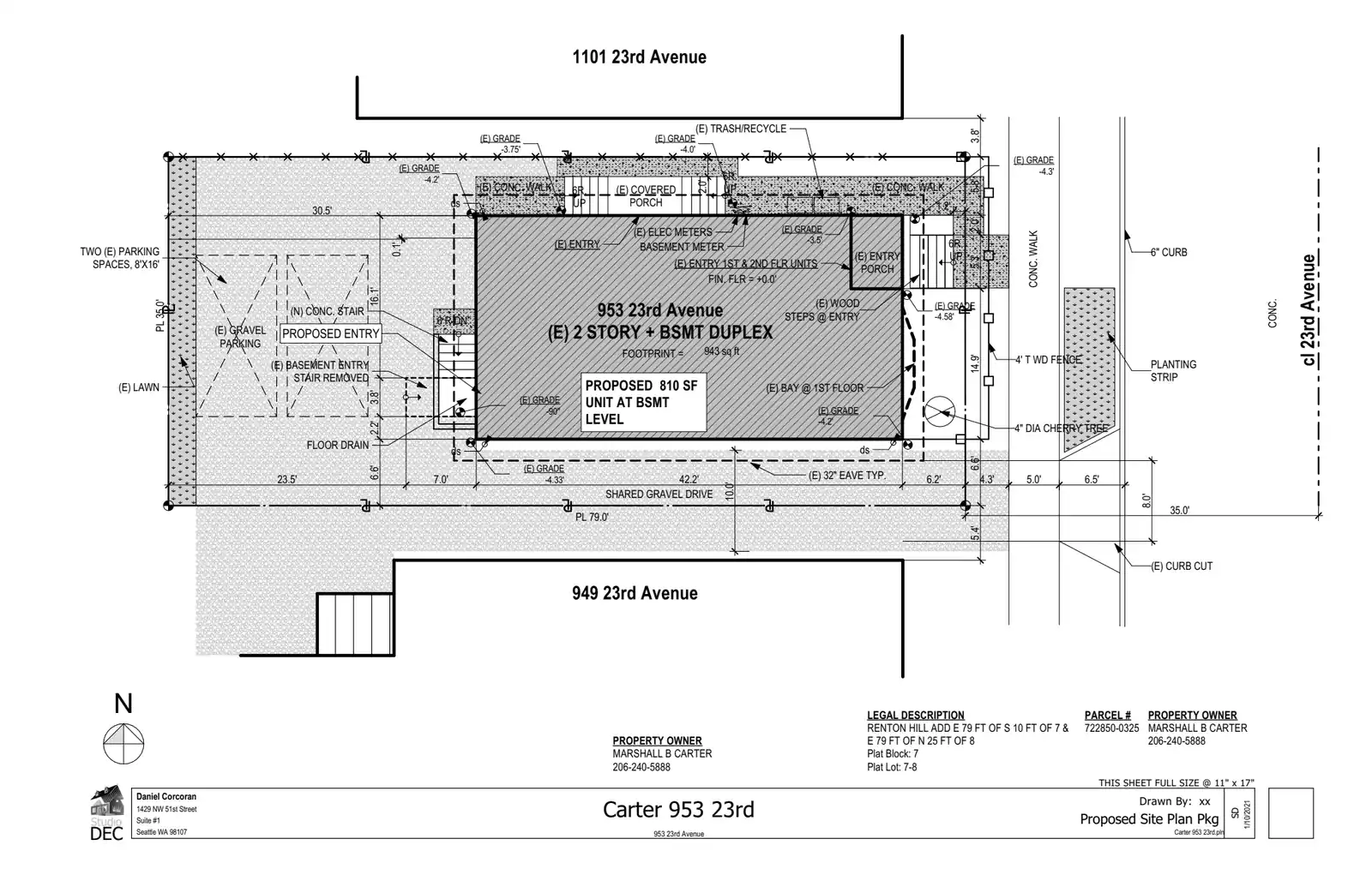 Site plan for 953 23rd Ave