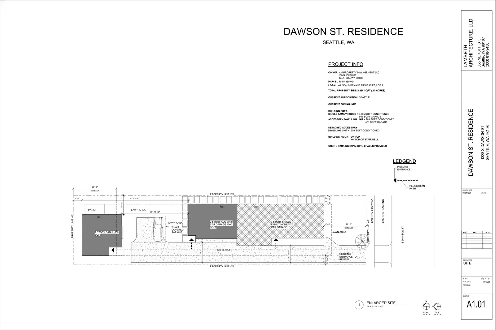 Site plan for 1338 S Dawson St