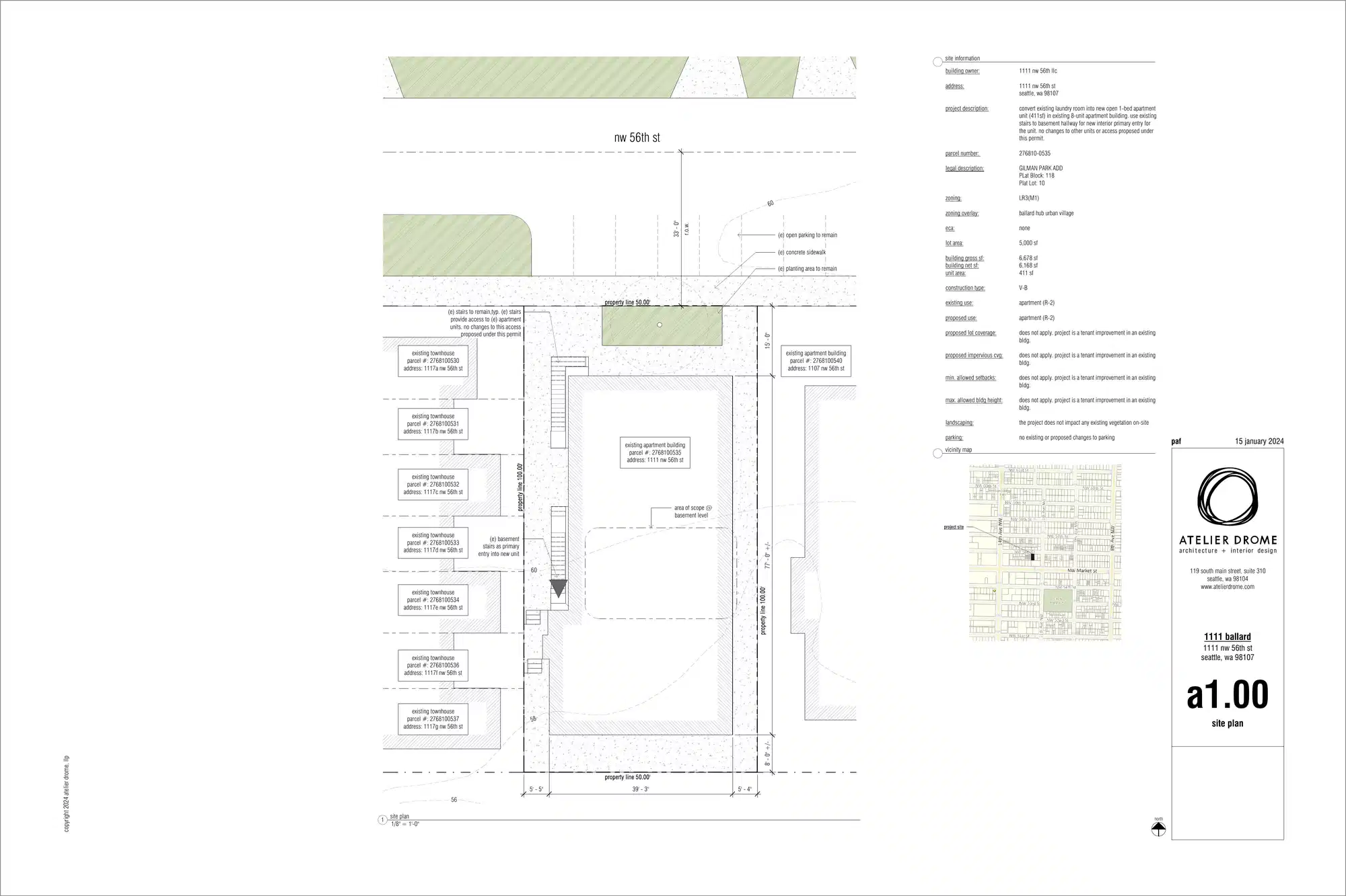 Site plan for 1111 NW 56th St