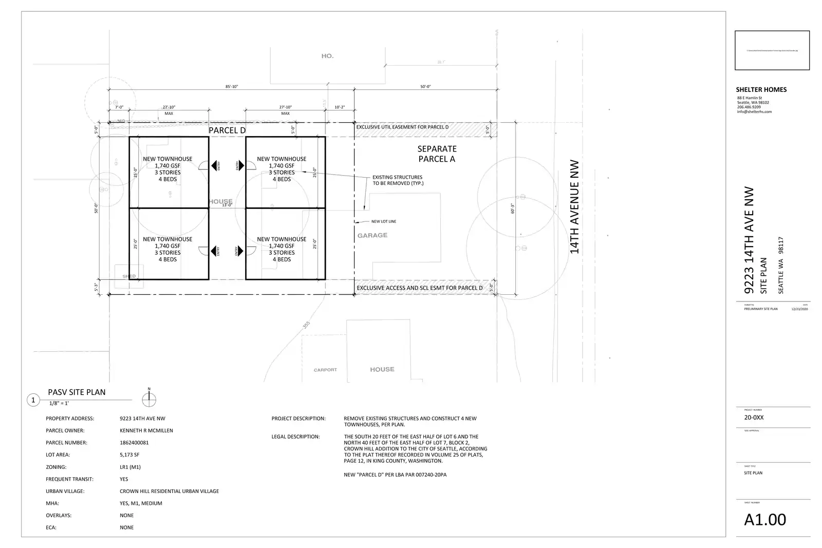 Site plan for 9223 14th Ave NW