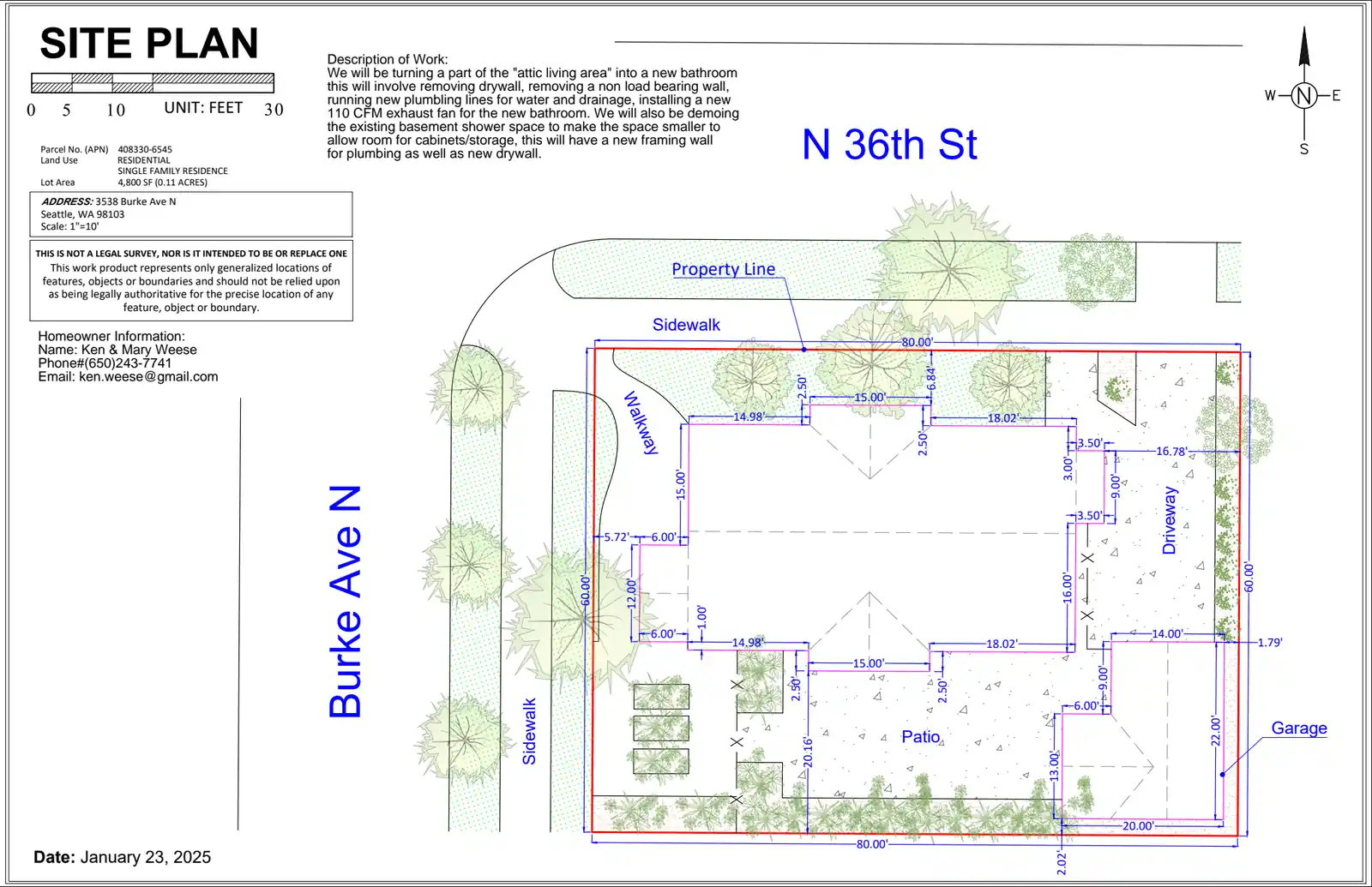 Site plan for 3538 Burke Ave N