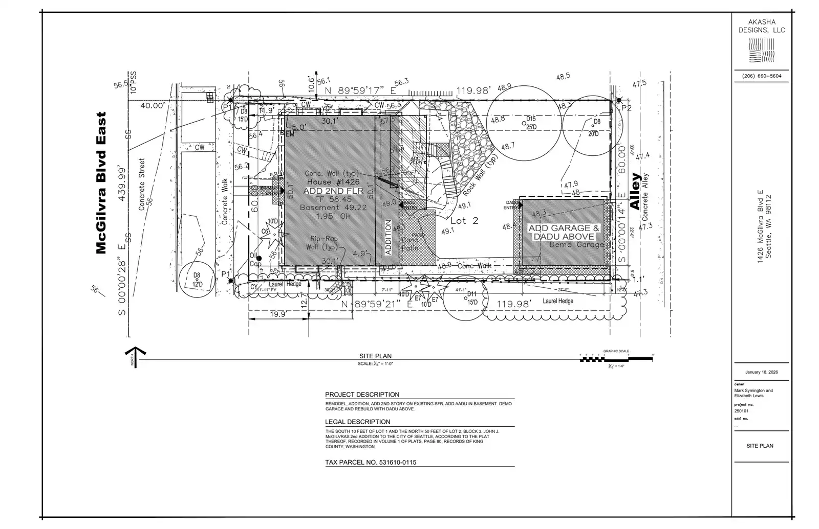 Site plan for 1426 Mcgilvra Blvd E