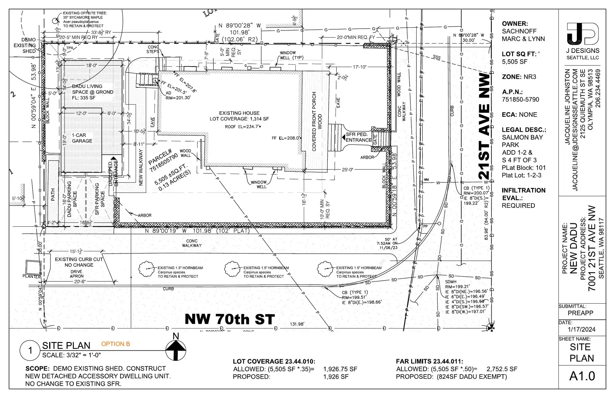 Site plan for 7001 21st Ave NW