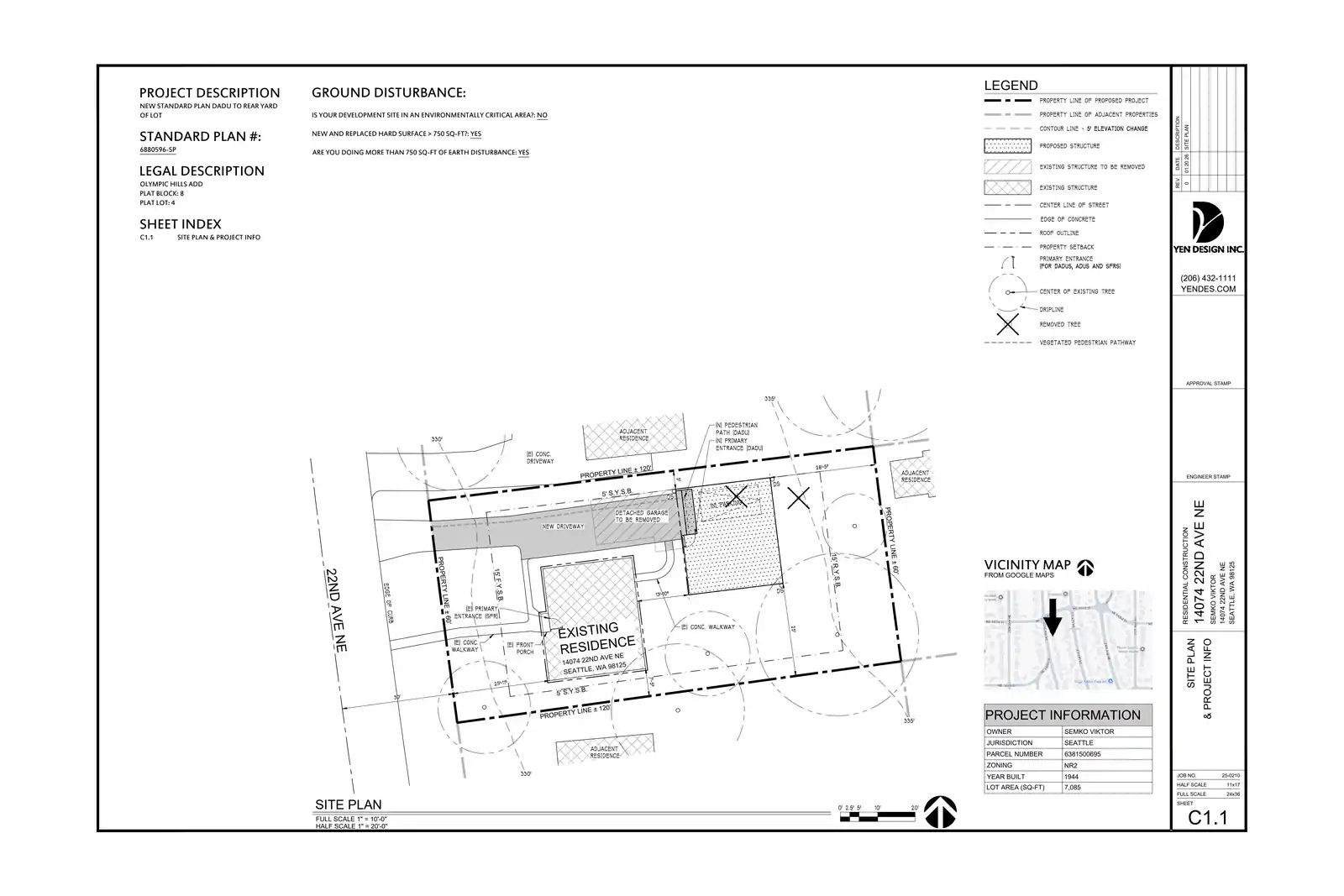Site plan for 14076 22nd Ave NE