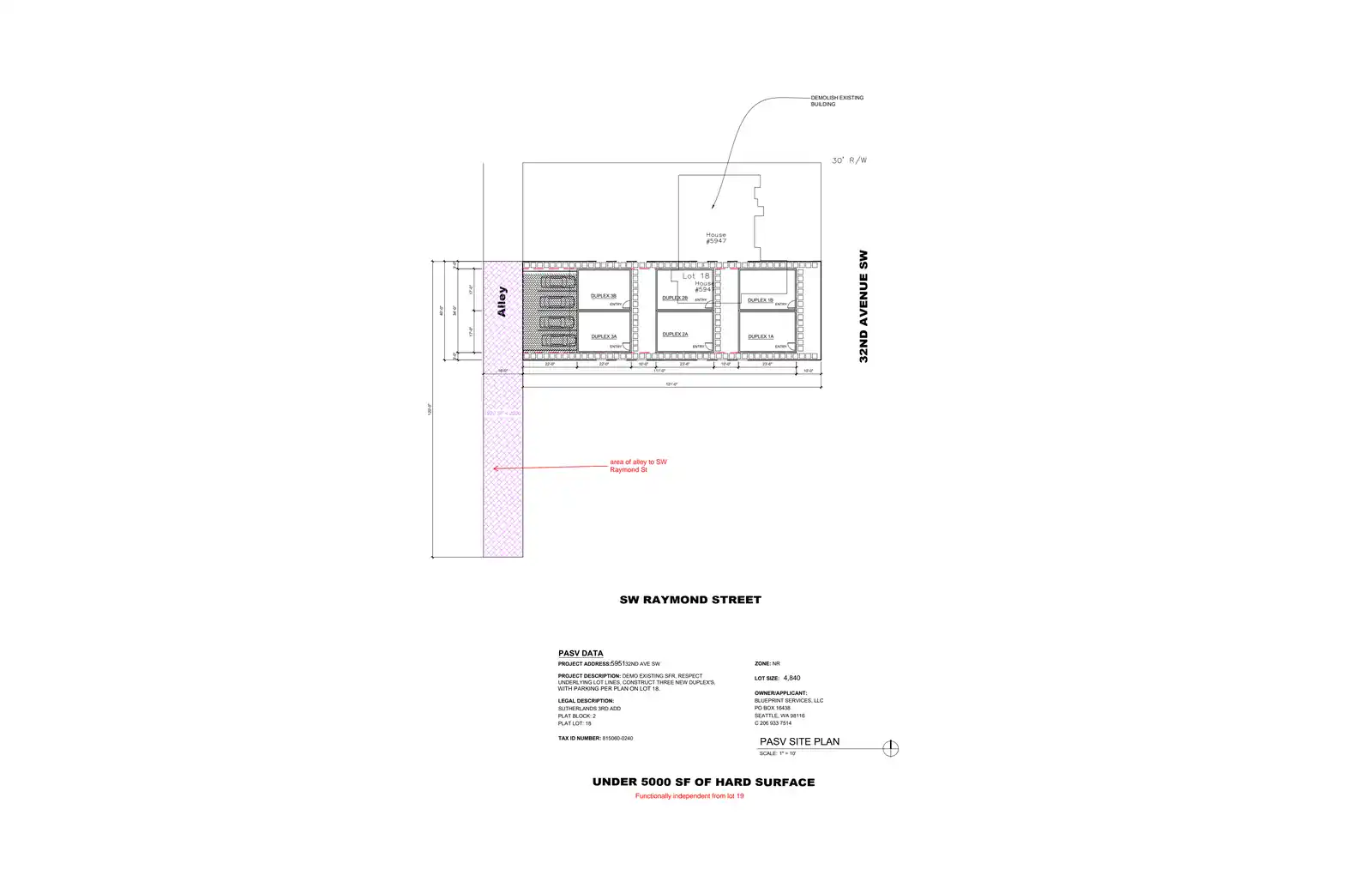 Site plan for 5951 32nd Ave SW