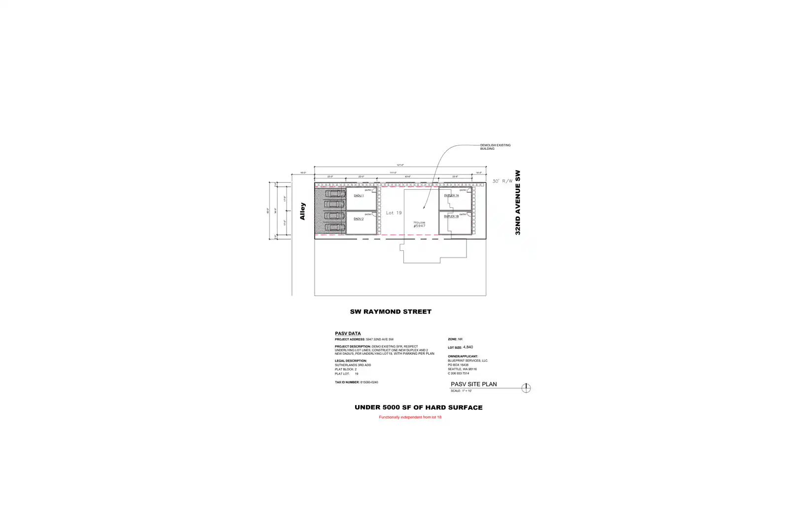 Site plan for 5947 32nd Ave SW