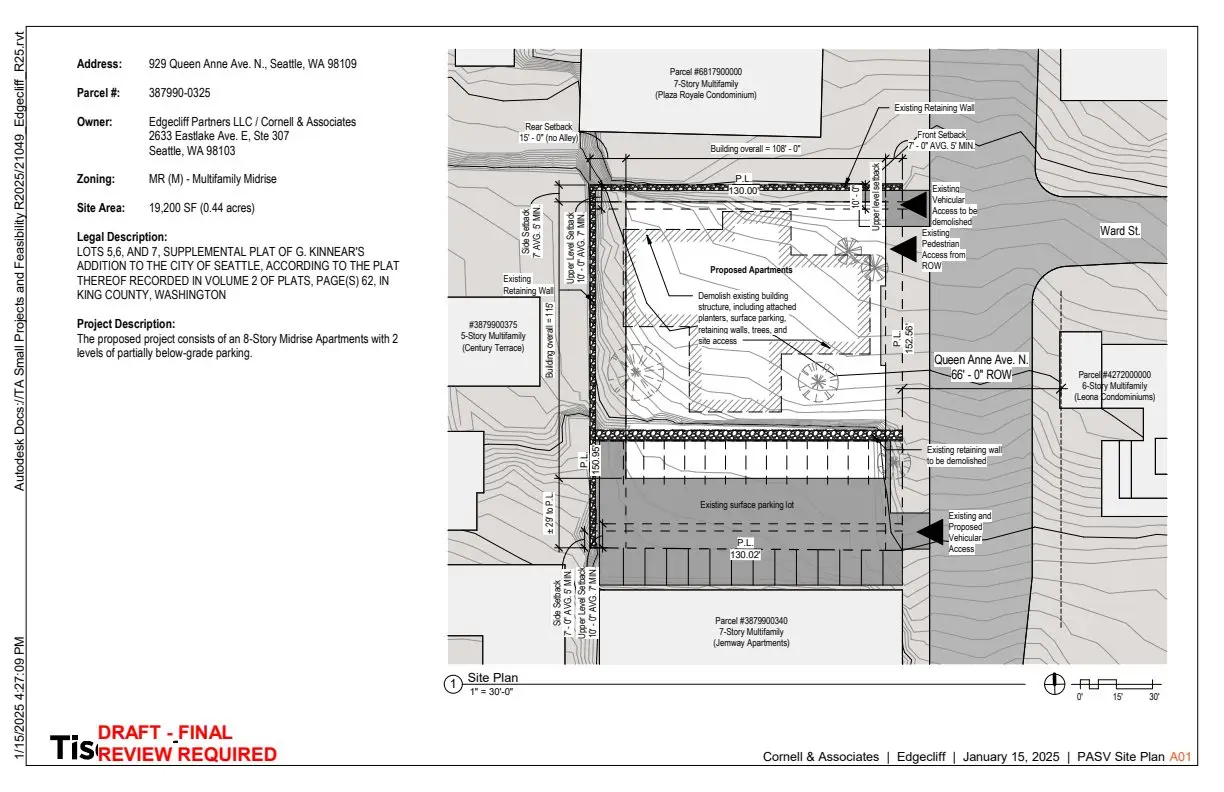 Site plan for 929 Queen Anne Ave N