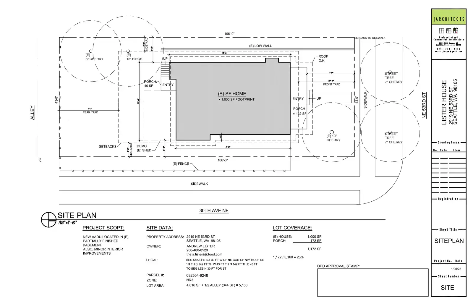 Site plan for 2919 NE 53rd St