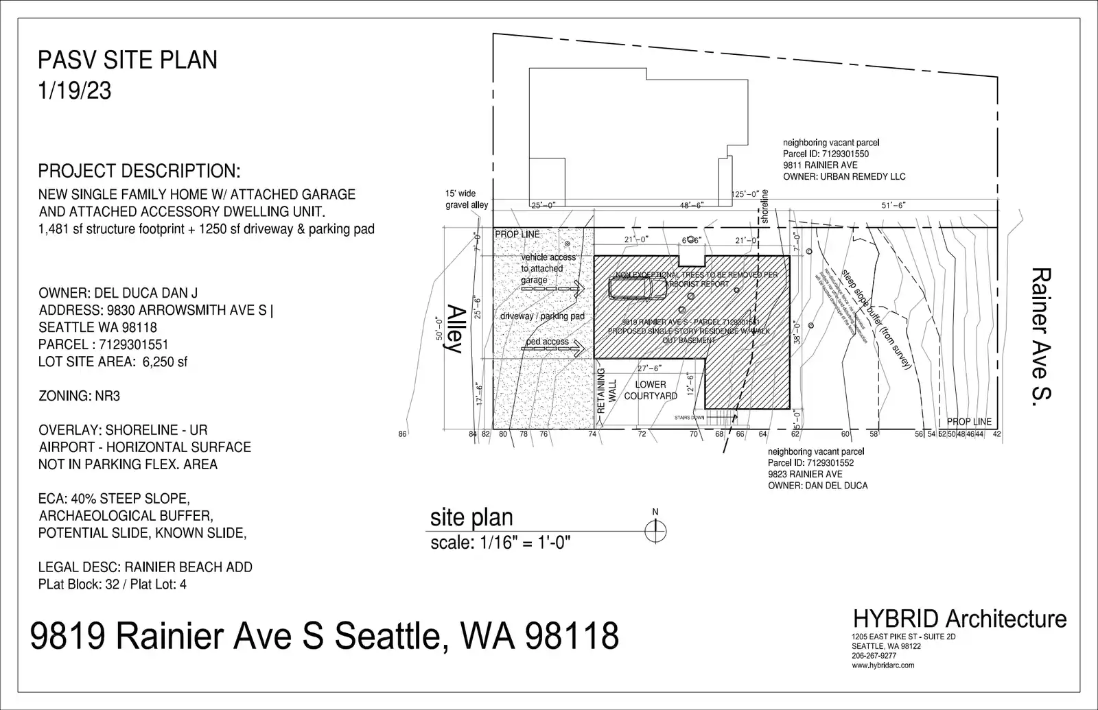 Site plan for 9819 Rainier Ave S