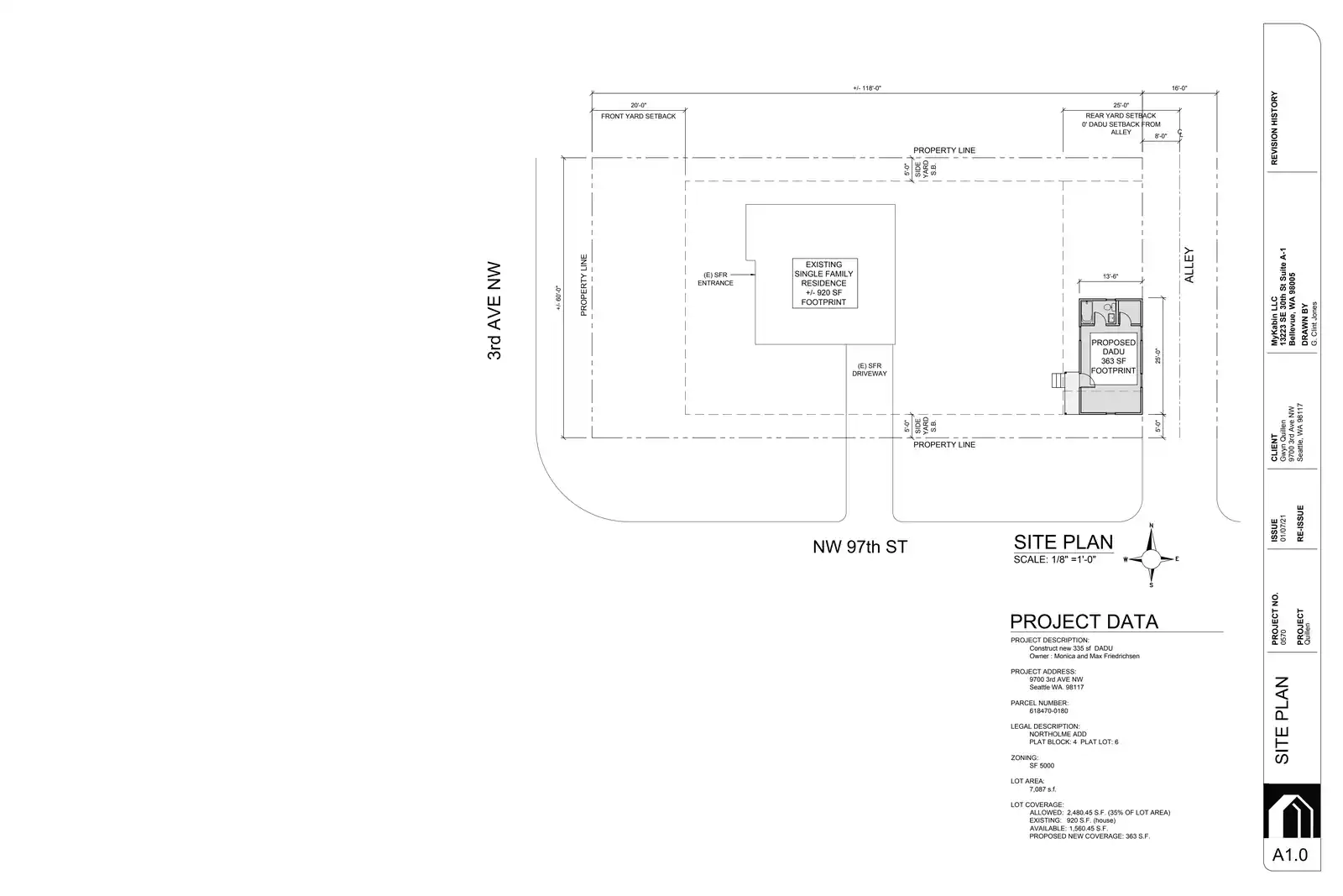 Site plan for 9700 3rd Ave NW
