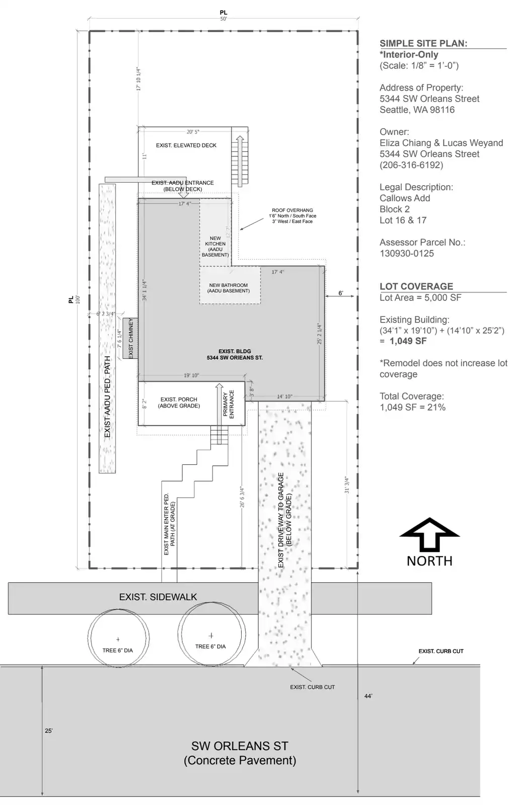 Site plan for 5344 SW Orleans St
