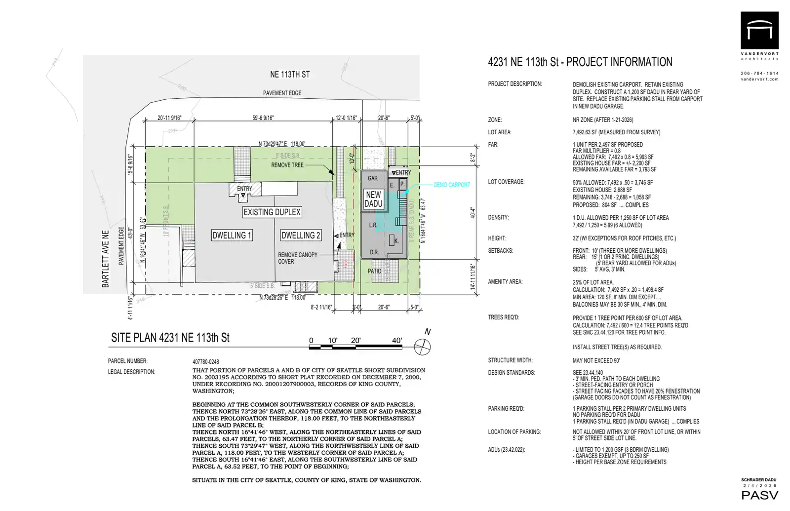 Site plan for 4231 NE 113th St
