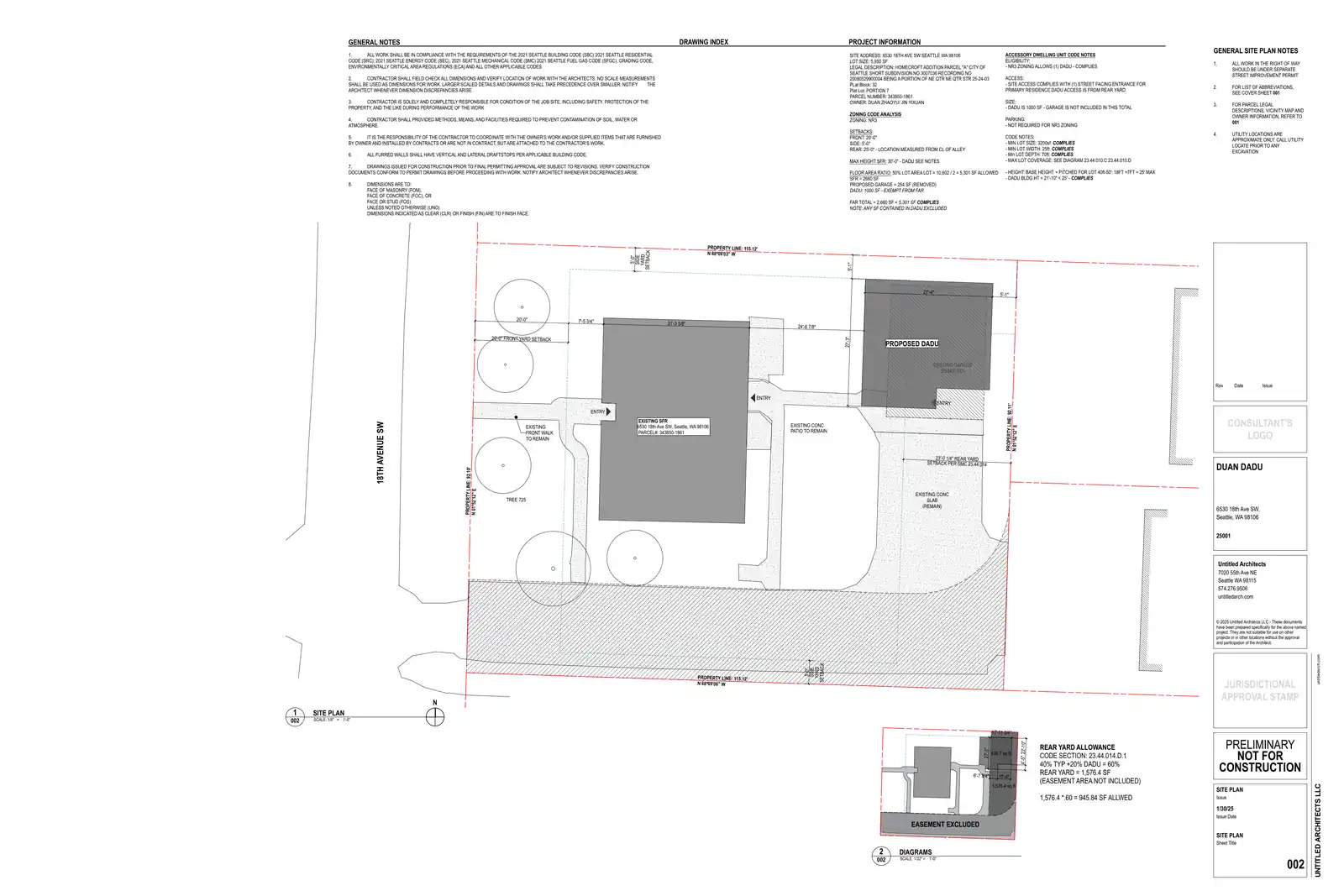 Site plan for 6530 B 18th Ave SW