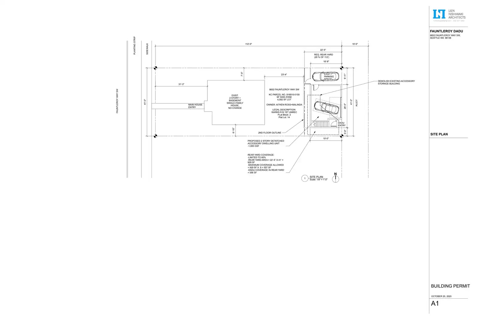 Site plan for 8654 Fauntleroy Way SW