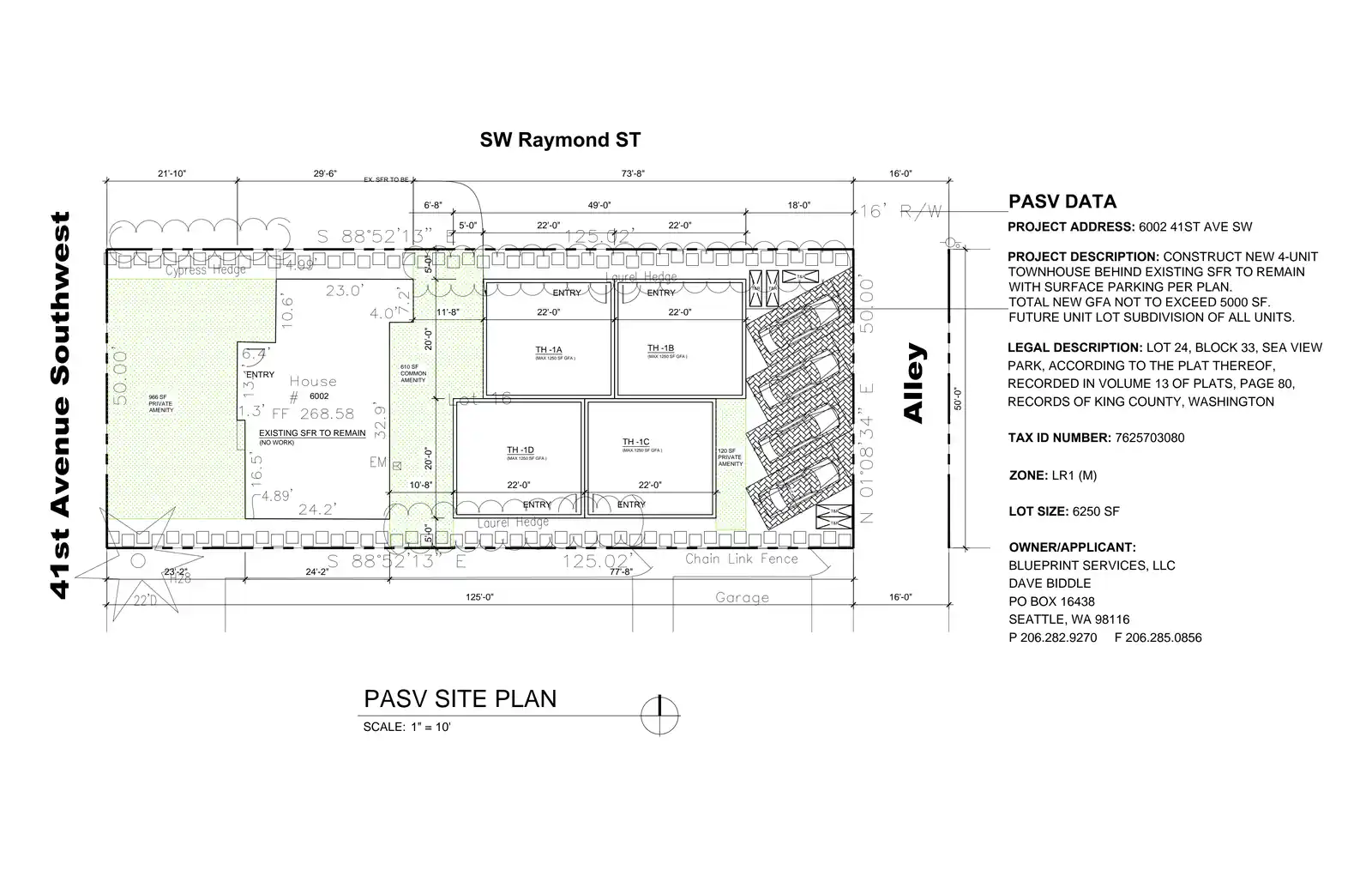 Site plan for 6002 41st Ave SW
