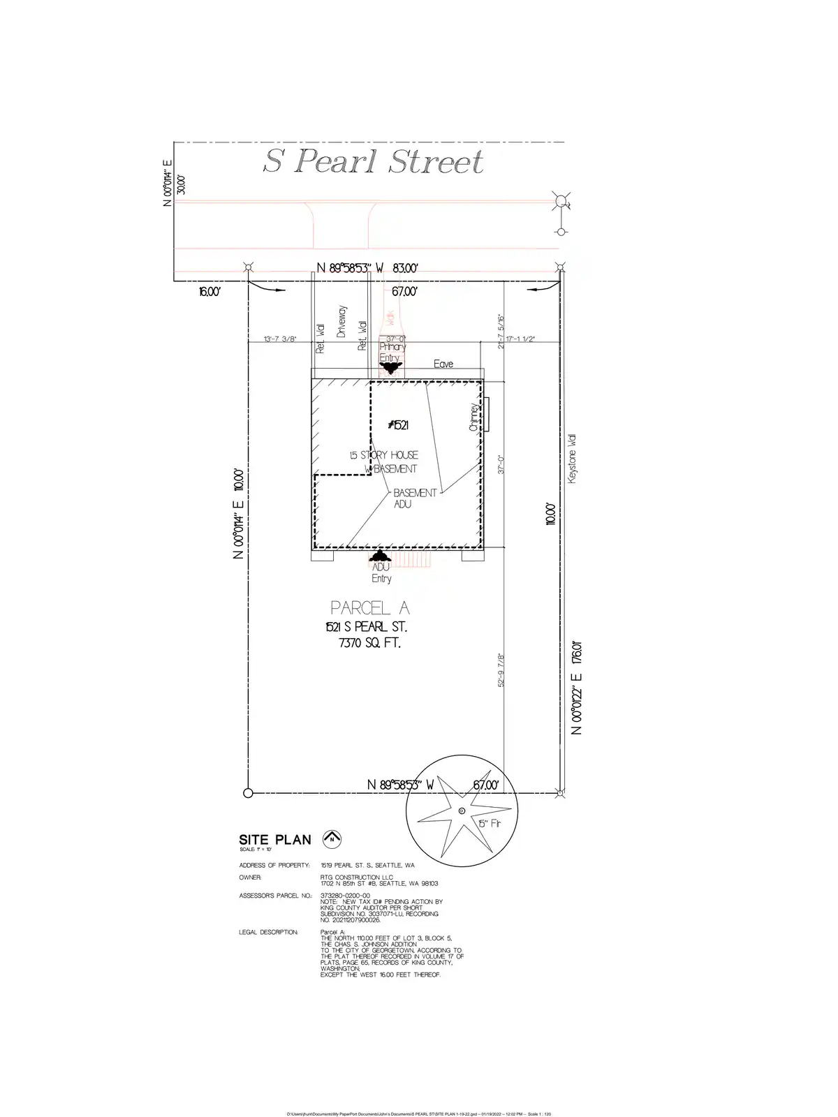 Site plan for 1521 S Pearl St