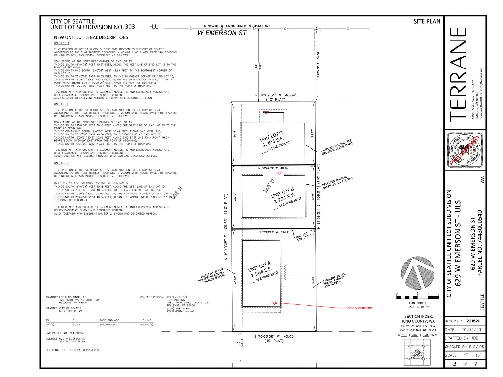 Site plan for 629 W Emerson St