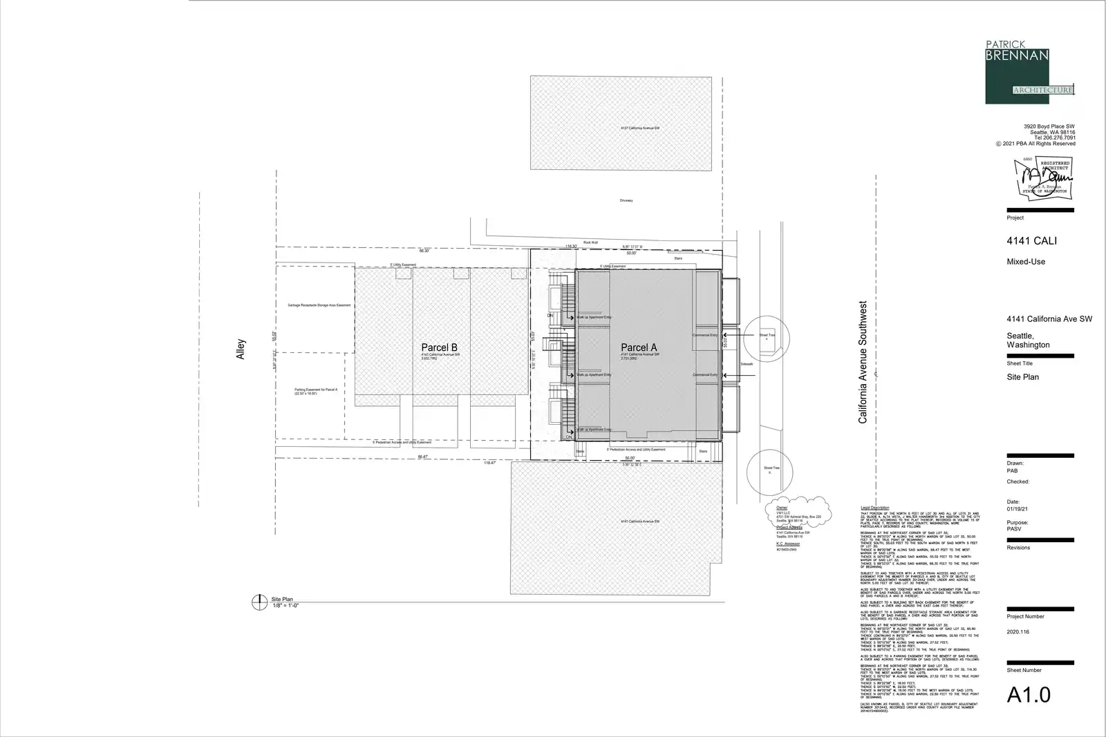 Site plan for 4141 California Ave SW