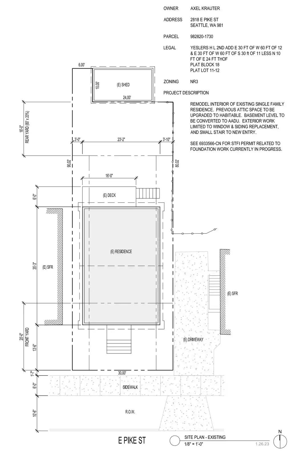 Site plan for 2818 E Pike St