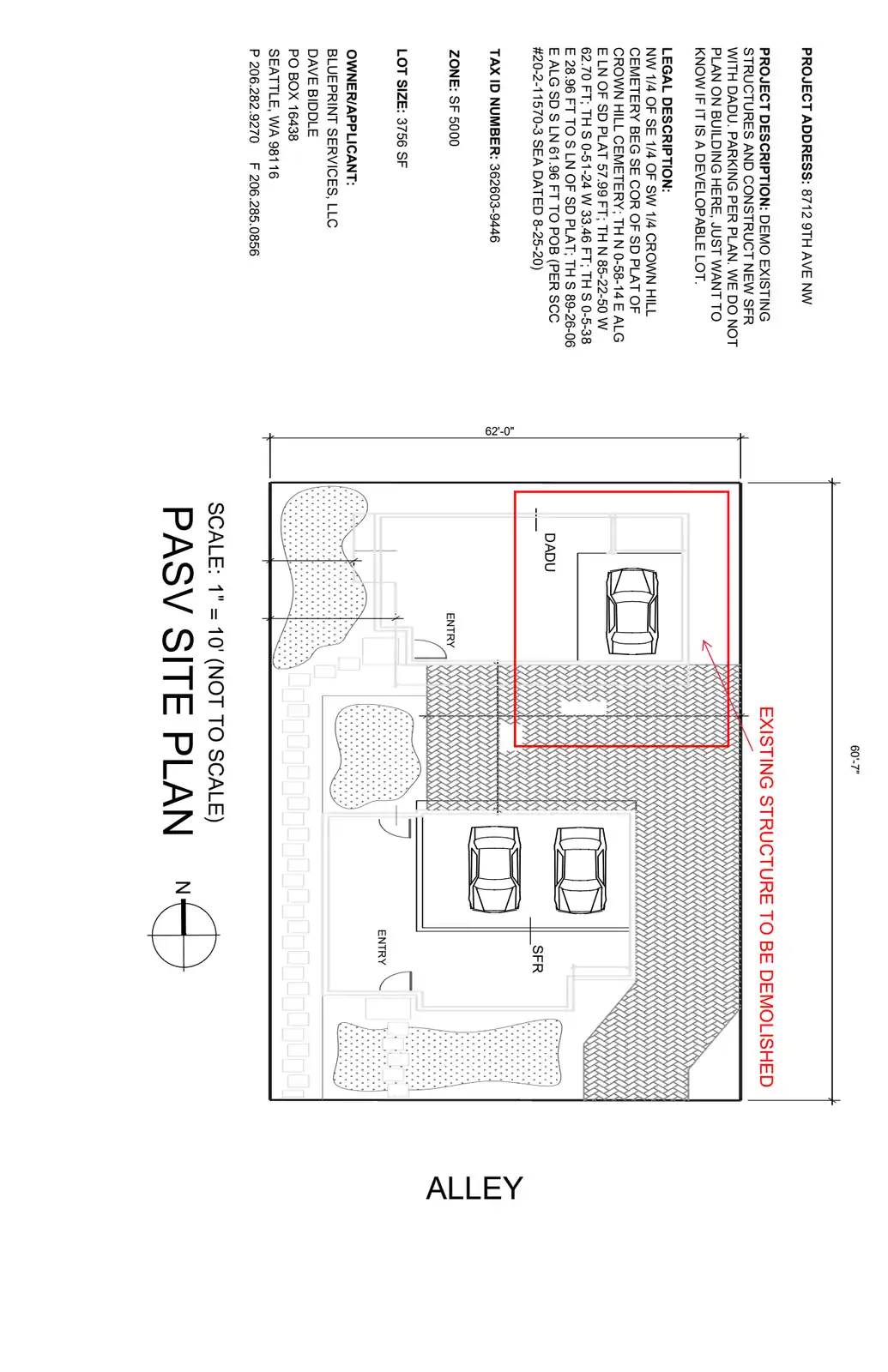 Site plan for 8709 9th Ave NW