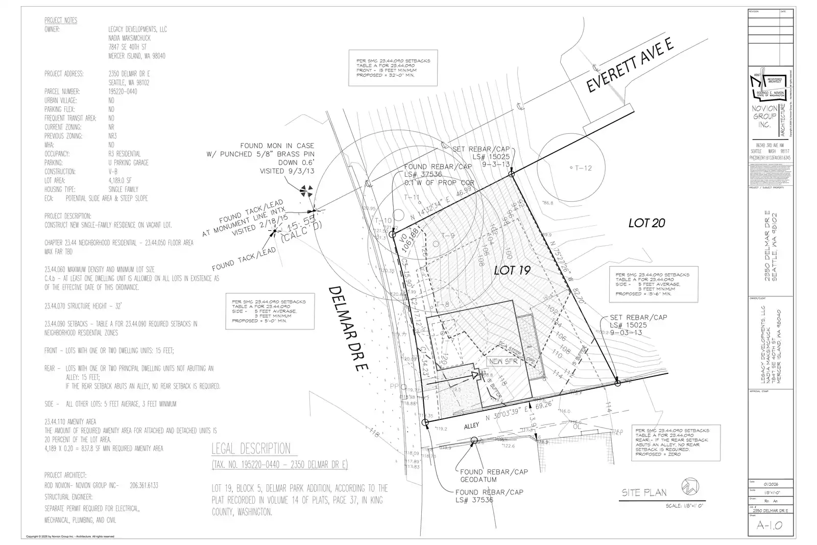 Site plan for 2350 Delmar Dr E