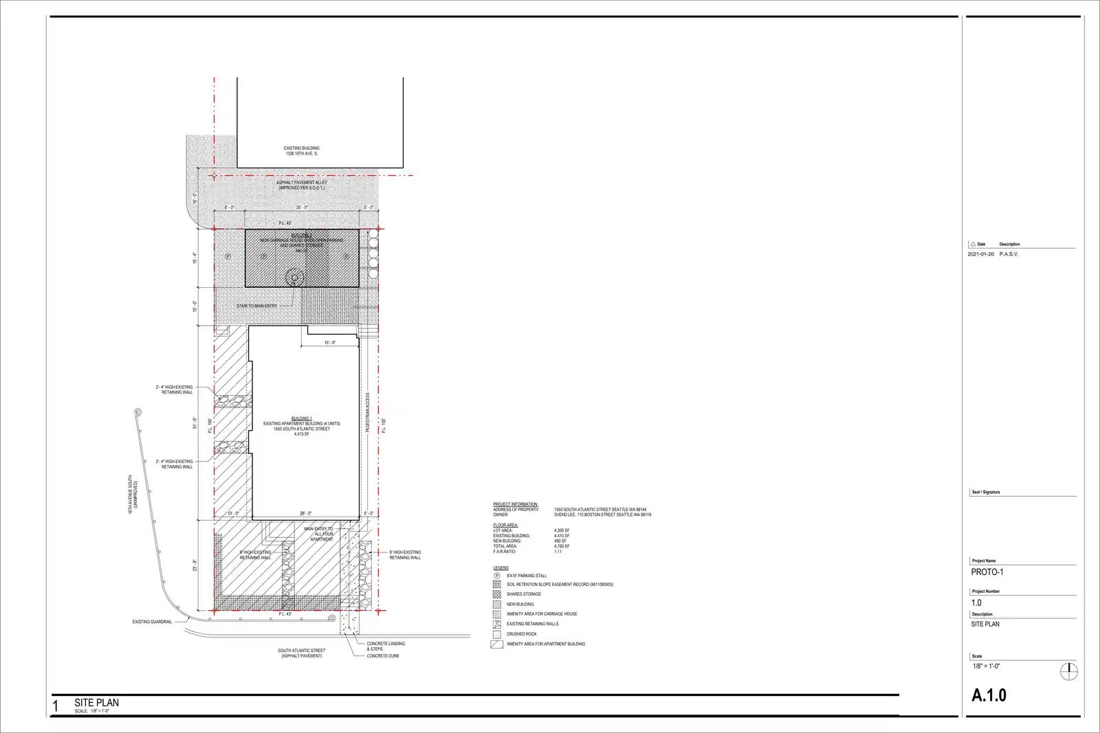 Site plan for 1550 S Atlantic St