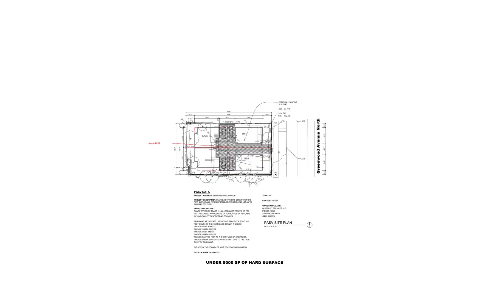 Site plan for 5811 Greenwood Ave N