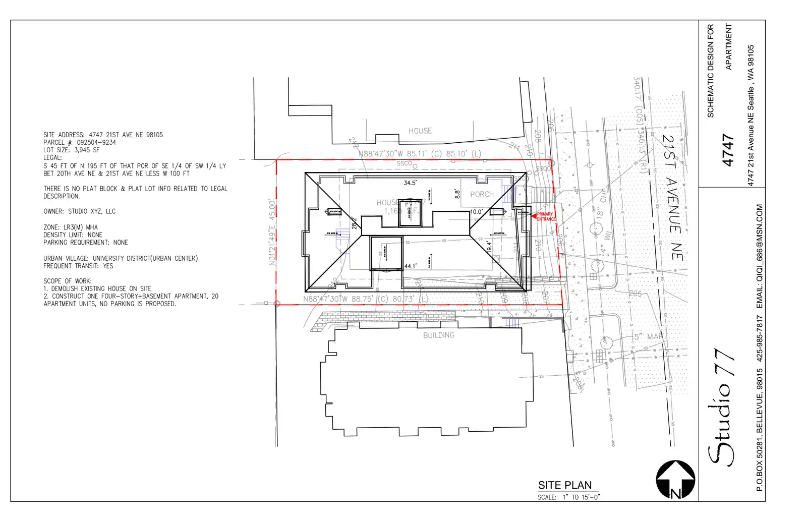 Site plan for 4747 21st Ave NE