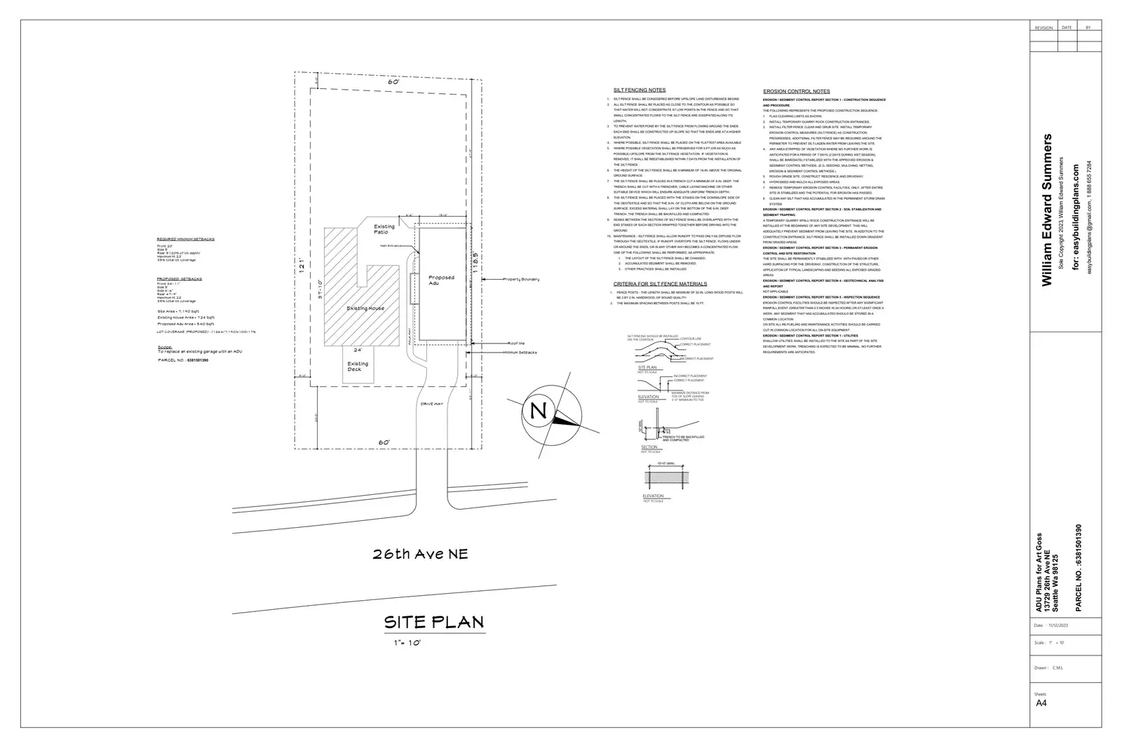 Site plan for 13731 26th Ave NE
