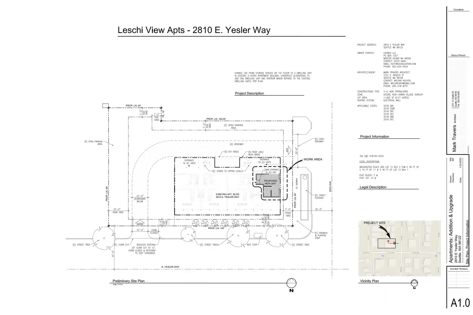Site plan for 2810 E Yesler Way