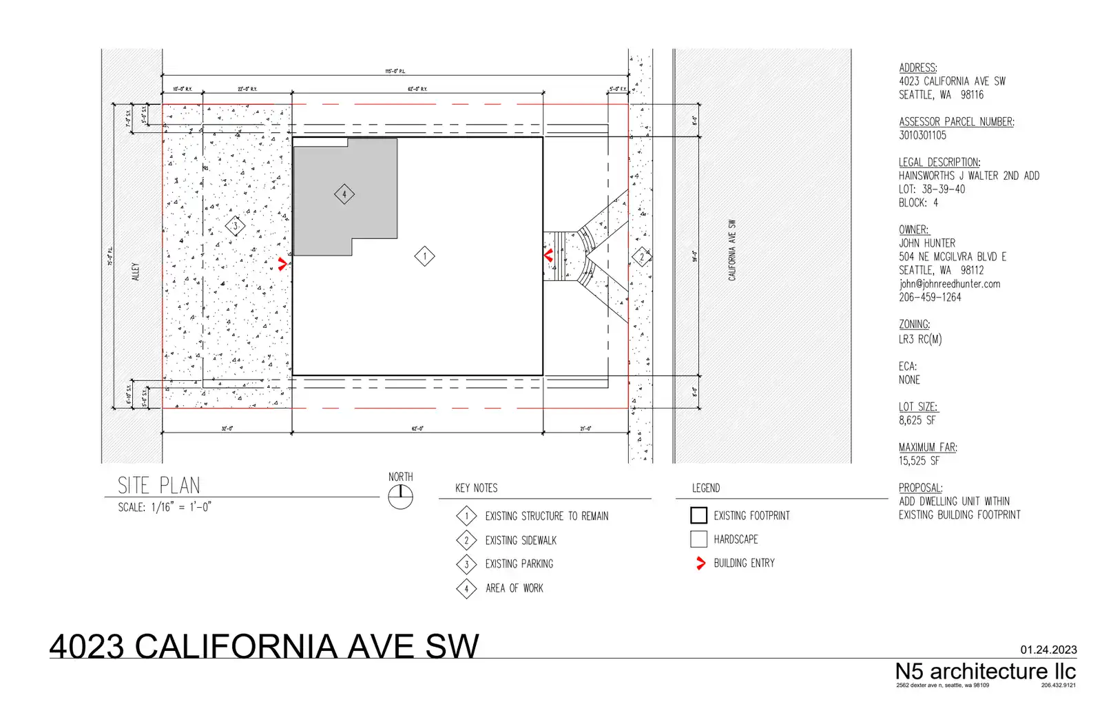 Site plan for 4023 California Ave SW