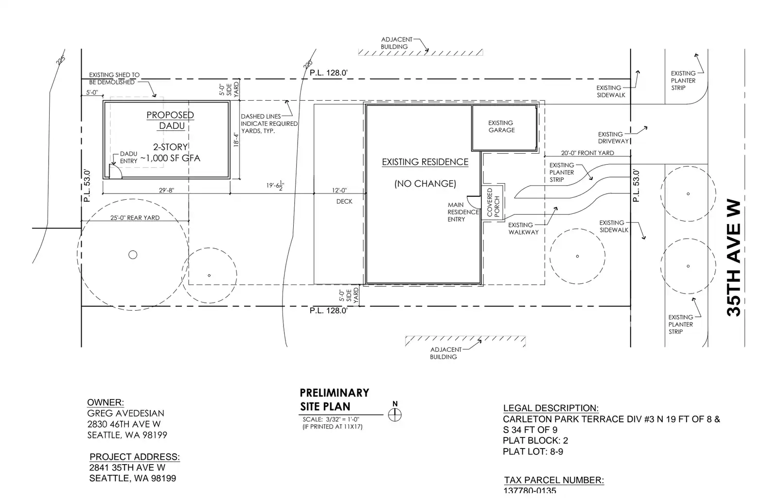 Site plan for 2841 35th Ave W